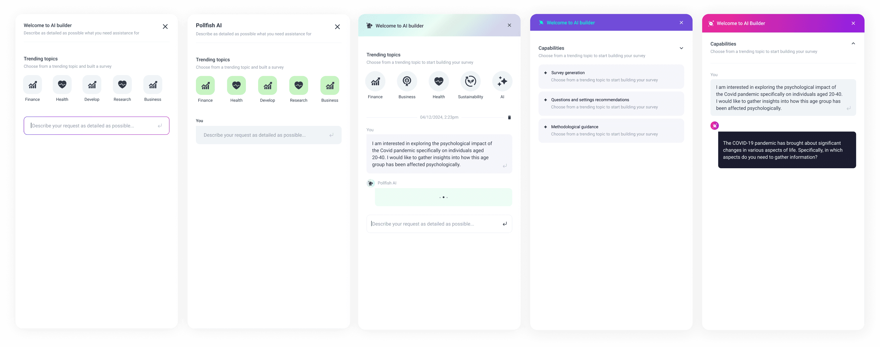 Evolution of AI Builder panel concepts