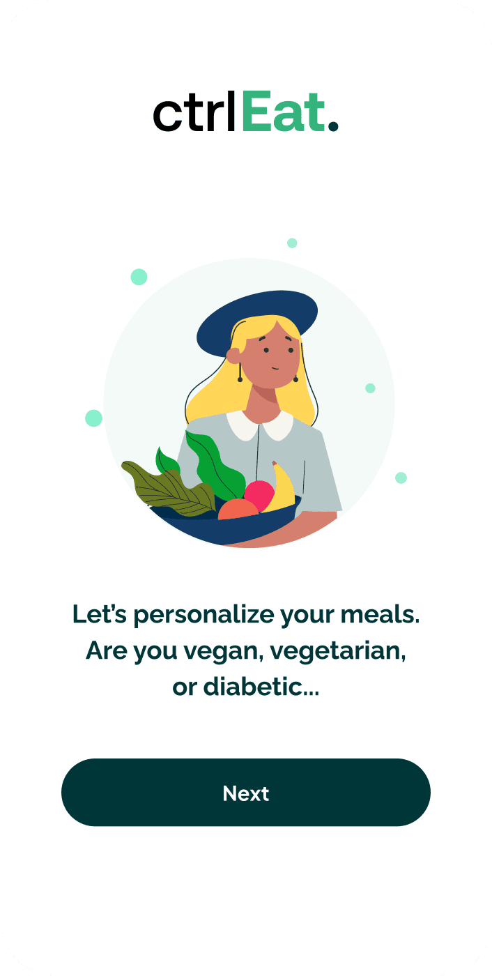 CtrlEat onboarding welcome screen