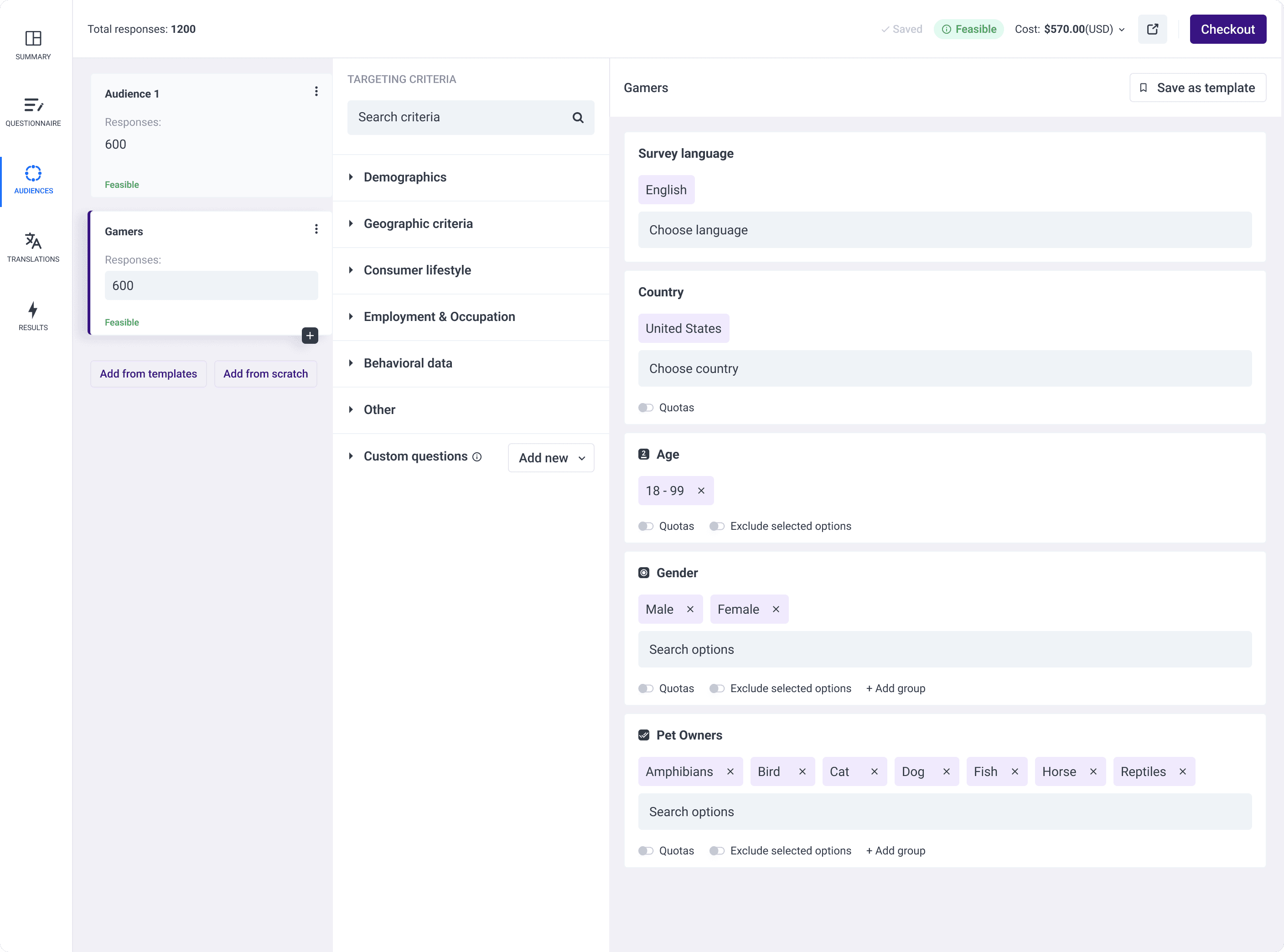 Multiple Audiences interface preview