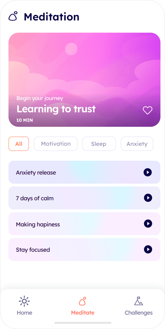Minddy meditation screen