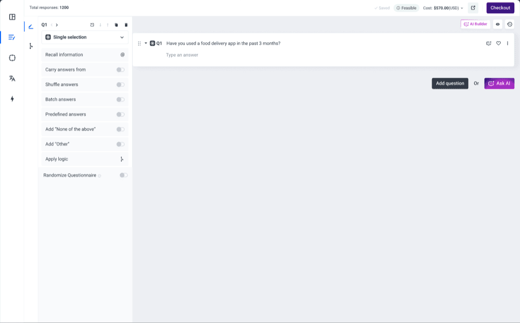 Question text written in the first question card