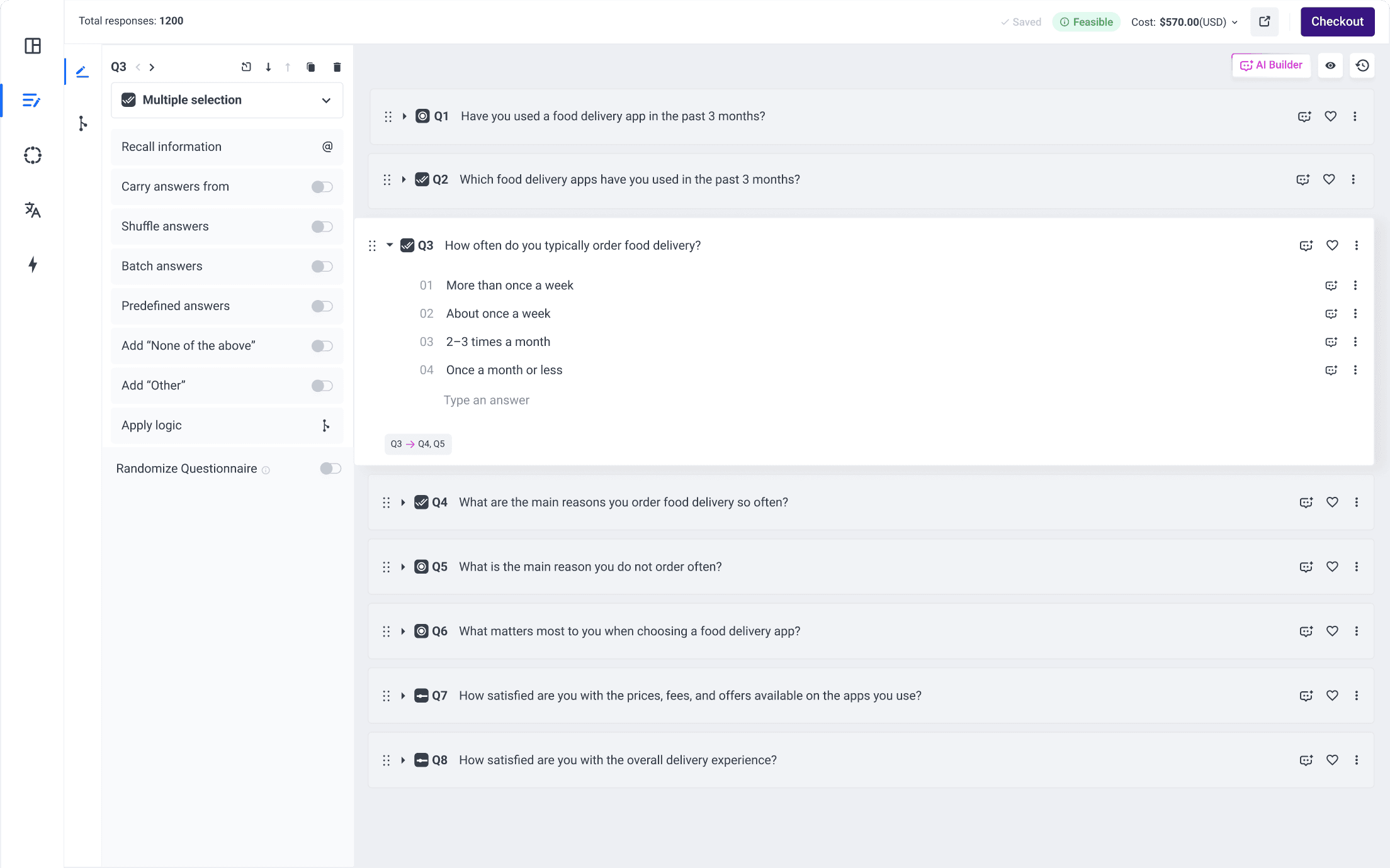 Questionnaire Builder workflow screenshot