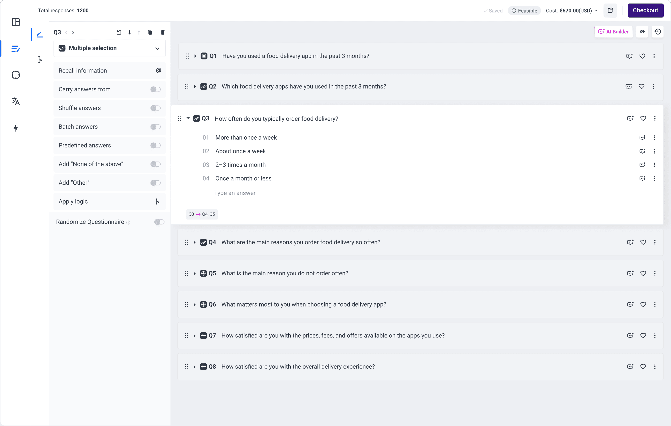 Questionnaire Builder interface preview